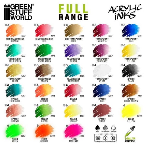 Green Stuff World 13344 Acrylic Inks Set - Basic Opaque
