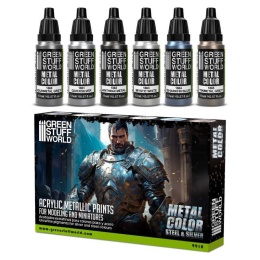 Green Stuff World 9910 Metalic Paint Set - Silver
