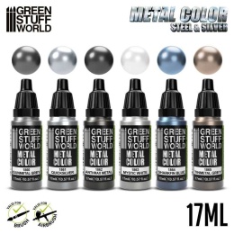 Green Stuff World 9910 Metalic Paint Set - Silver