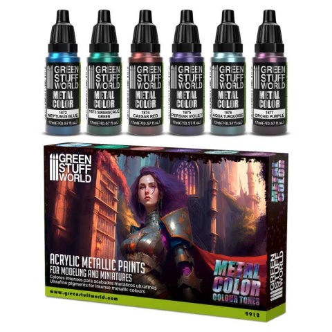 Green Stuff World 9912 Metalic Paint Set - Mixed Tones