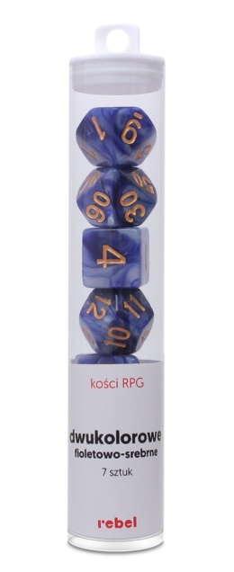 Komplet kości REBEL 2kolor Fioletowo-srebrne